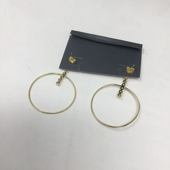 Argento Vivo CZ Bar Drop Hoop Earrings (G1) - Picture 5 of 5